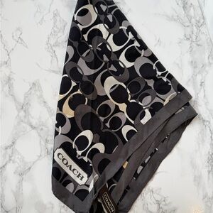 Coach Monochrome Patterned 100% Silk Scarf